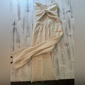 Chic Cream Bow-Tie Jumpsuit